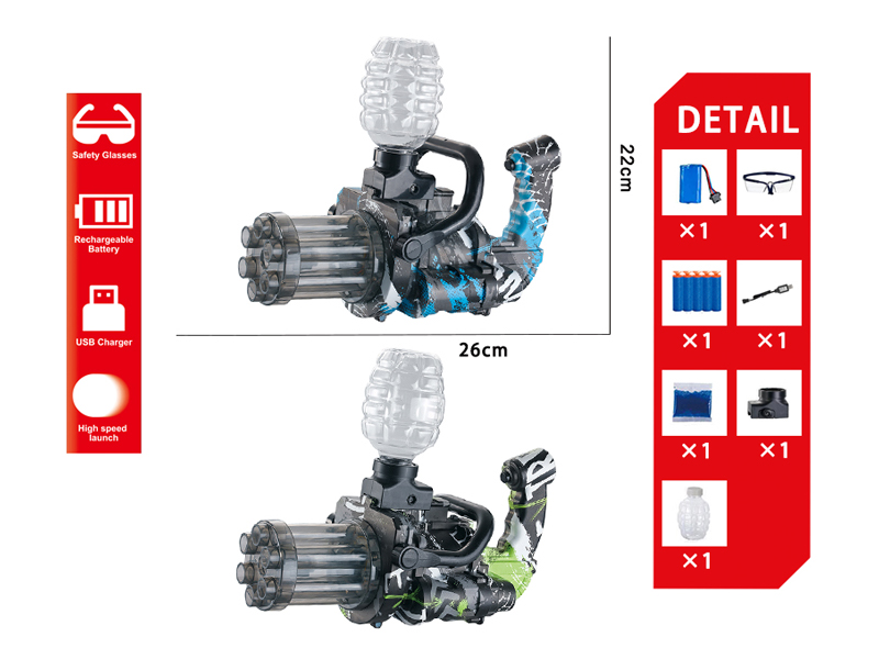 Gatling Water Bullet Gun With Light
