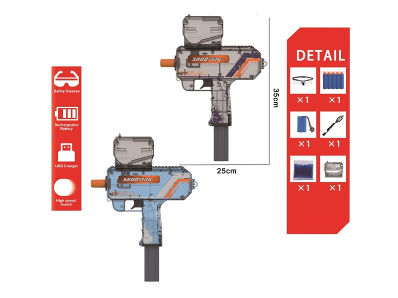 Electric Transparent Water Bullet Gun With Light