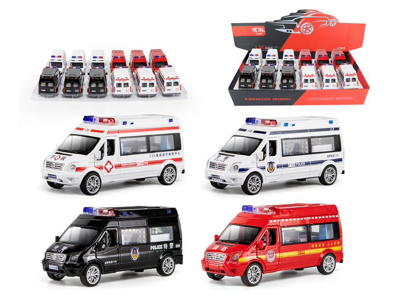 1:32 Pull Back Ambulance Series With Sound And Light(12PCS)
