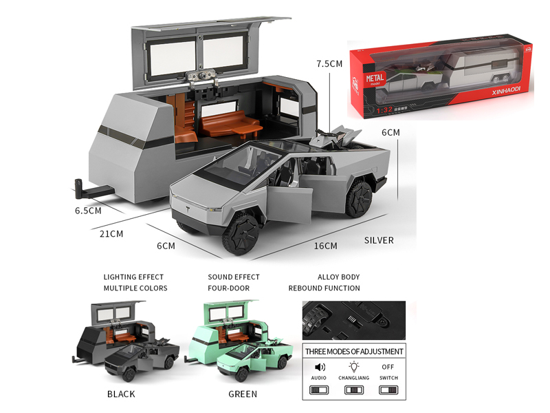 1:32 Pull Back Tesla Pickup Truck Touring Car With Sound And Light