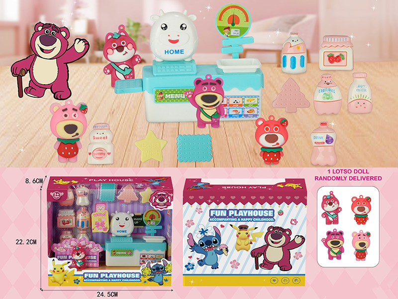 Strawberry Bear Fun Play House Scene Toy