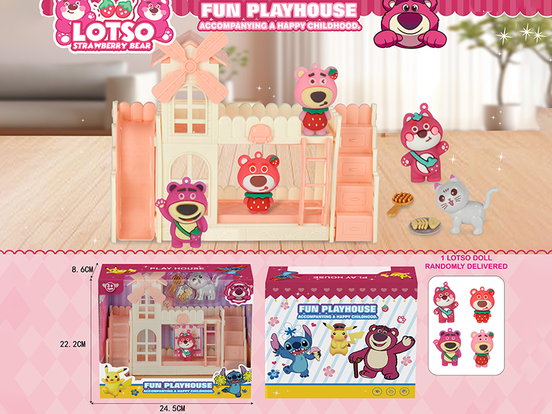 Strawberry Bear Fun Play House Scene Toy