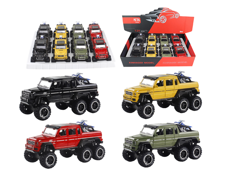 1:24 Pull Back Six Wheeled Mercedes Benz G63 Pickup Truck With Sound And Light(8PCS)