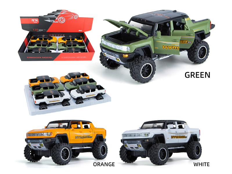 1:24 Pull Back Hummer Pickup Truck With Sound And Light(6PCS)