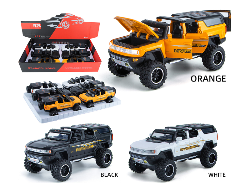 1:24 Pull Back Hummer SUV With Sound And Light(6PCS)