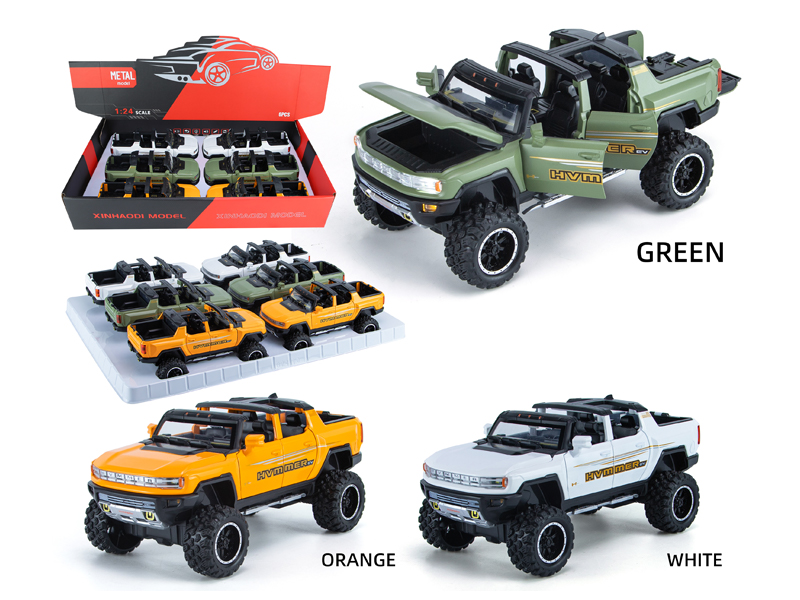 1:24 Pull Back Hummer Pickup Truck With Sound And Light(6PCS)