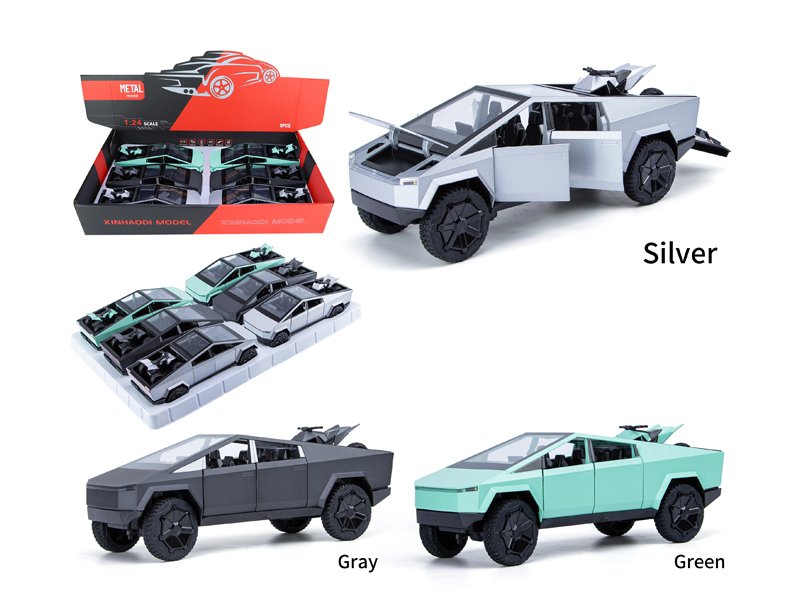 1:24 Pull Back Tesla Pickup Truck With Sound And Light+Beach Buggy(6PCS)