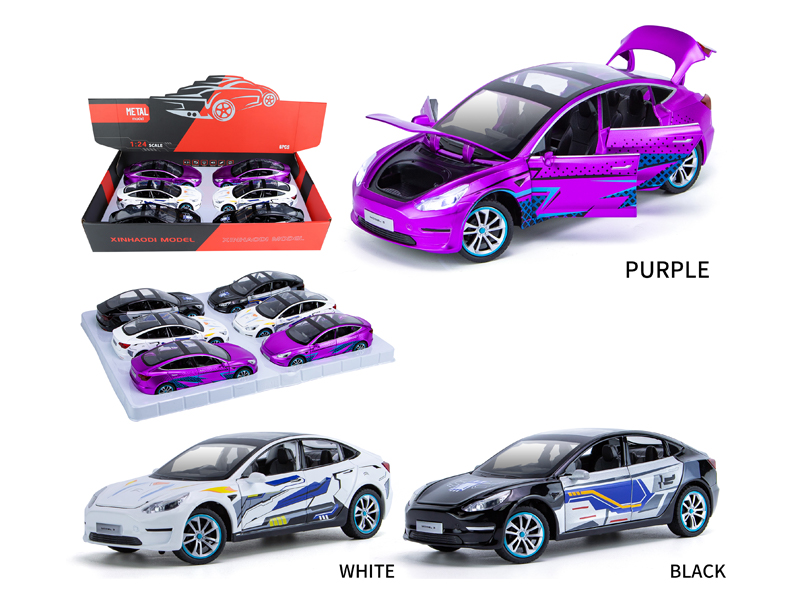 1:24 Pull Back Tesla Model 3 With Sound And Light(6PCS)