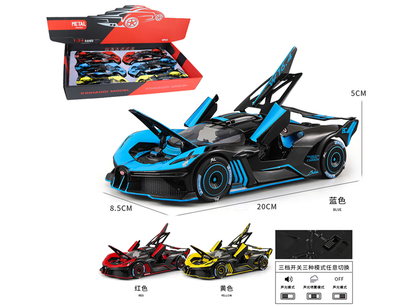 1:24 Pull Back Bugatti Bolode With Sound And Light(6PCS)