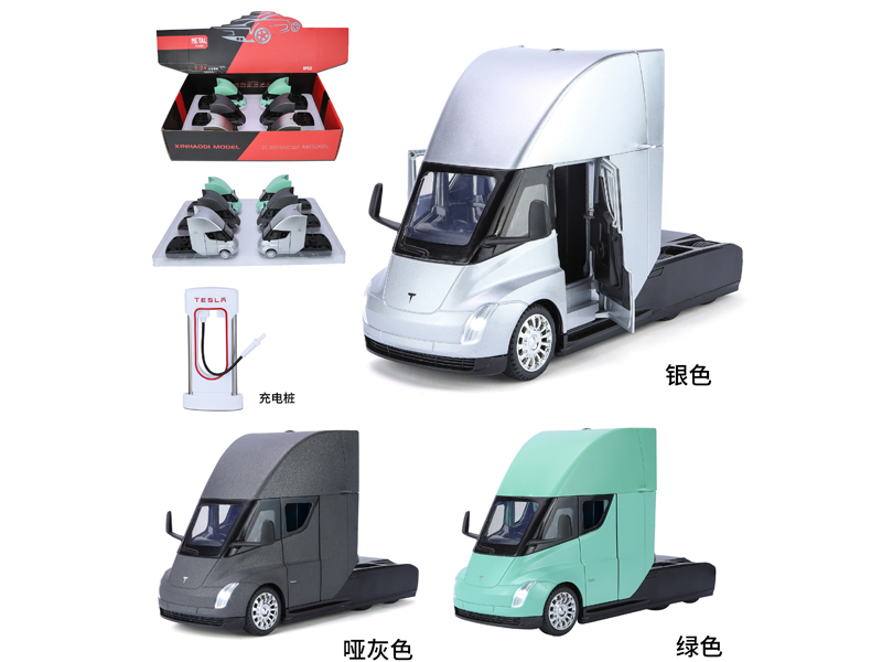 1:24 Pull Back Tesla Semi Truck Head With Sound And Light6PCS)
