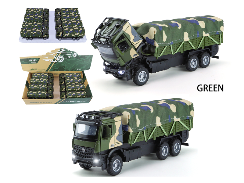 1:35 Pull Back Military Transport Trucks With Sound And Light(8PCS)