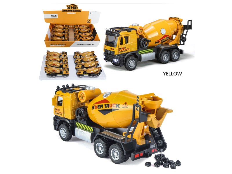Pull Back Engineering Mixer Truck With Sound And Light(8PCS)