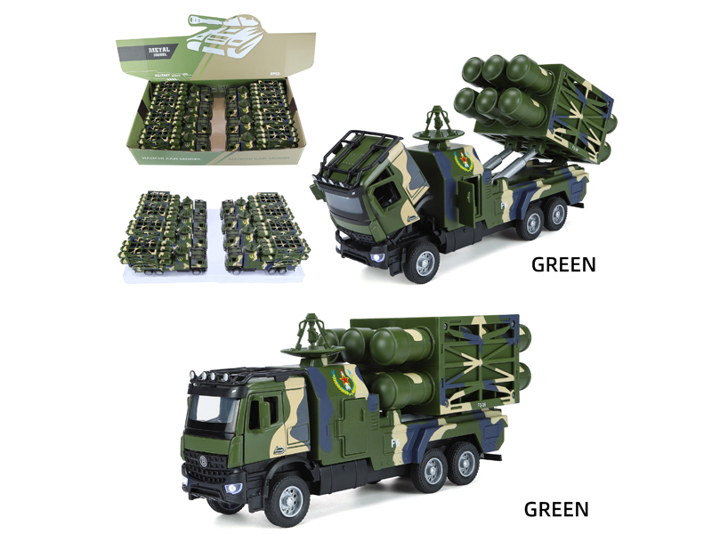 1:35 Alloy Pull Back Hongqi-16 Anti-Aircraft Missile Vehicle With Sound And Light(8PCS)