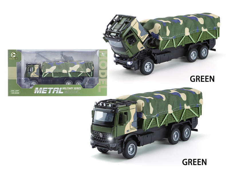 1:35 Alloy Pull Back Military Transport Trucks With Sound And Light