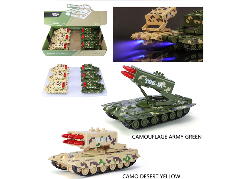 Alloy Pull Back Tos-1A Rocket Tank (Spray Version) With Sound And Light(6PCS)