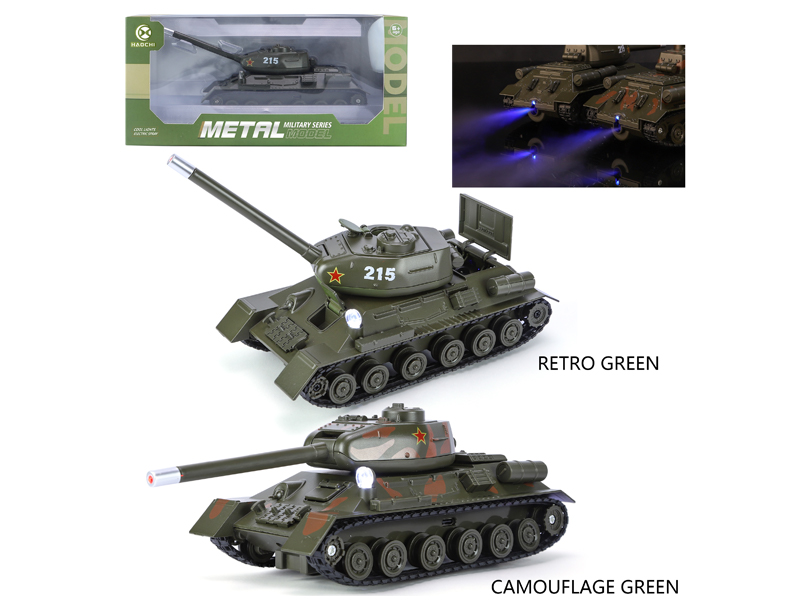 Alloy Pull Back T34 Tank (Spray Version) With Sound And Light