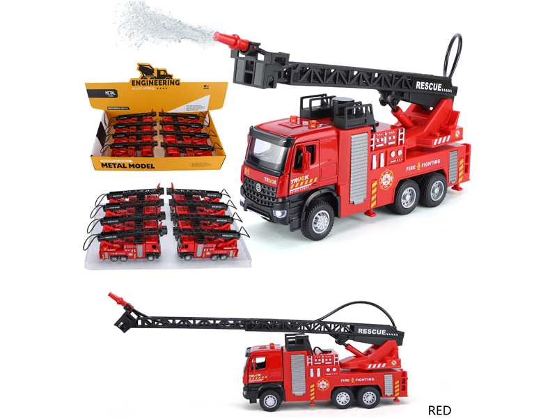 Alloy Pull Back Cloud Ladder Fire Truck With Sound And Light(8PCS)