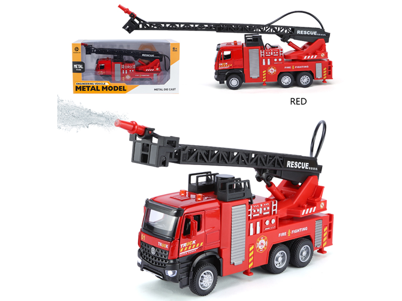 Alloy Pull Back Cloud Ladder Fire Truck With Sound And Light