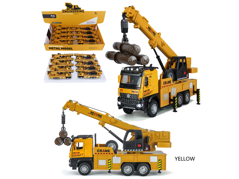 Alloy Pull Back Engineering Crane With Sound And Light(8PCS)