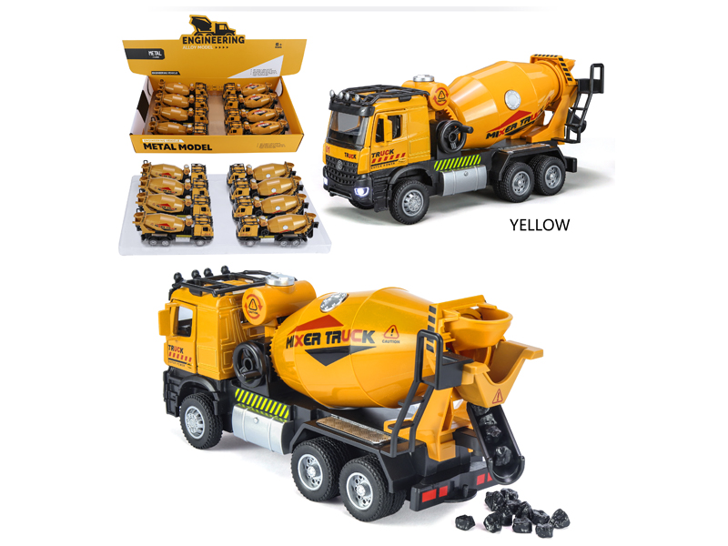 Alloy Pull Back Engineering Mixer Truck With Sound And Light(8PCS)