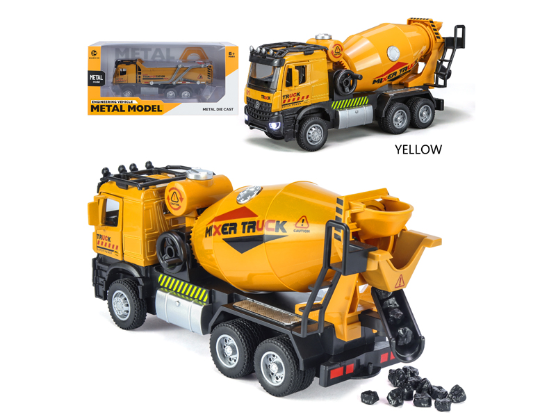 Alloy Pull Back Engineering Mixer Truck With Sound And Light