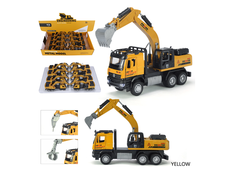 Alloy Pull Back Engineering Excavation Vehicle With Sound And Light(8PCS)