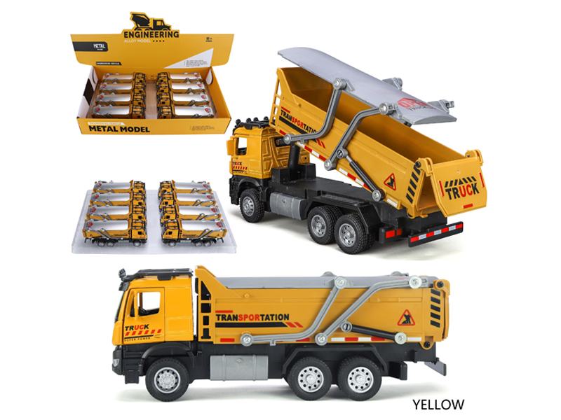 Alloy Pull Back Engineering Dump Truck With Sound And Light(8PCS)