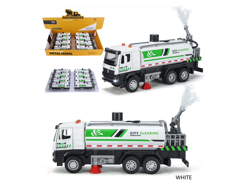 Alloy Pull Back Environmental Sanitation Sprinkler Truck With Sound And Light(8PCS)