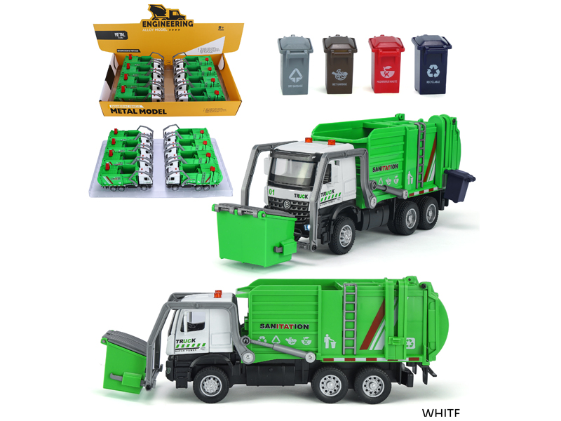 Alloy Pull Back Urban Sanitation Vehicle With Sound And Light(8PCS)