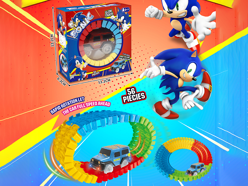 56pcs Solid Color Track Car - Sonic The Hedgehog