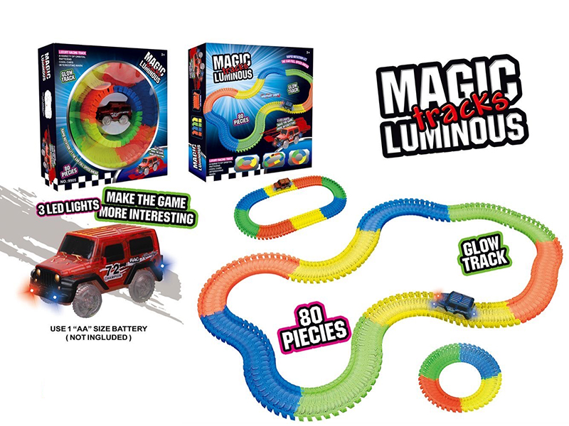 80pcs Glow In The Dark Track With Electric Car