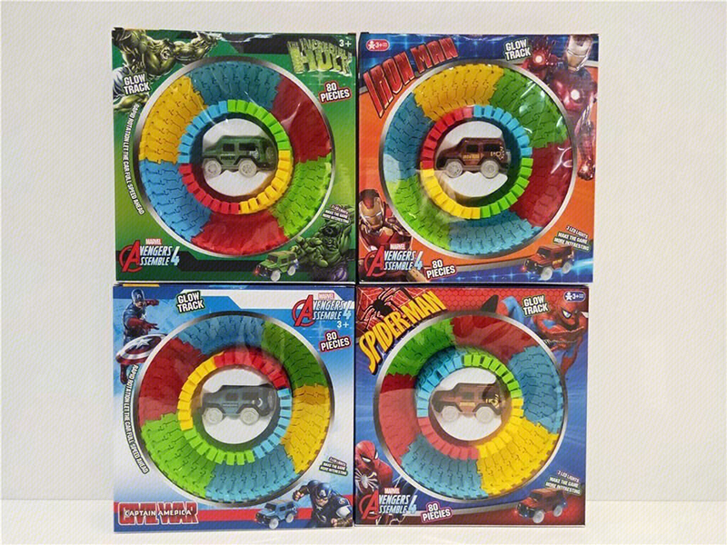 80pcs Glow In The Dark Track With Electric Car
