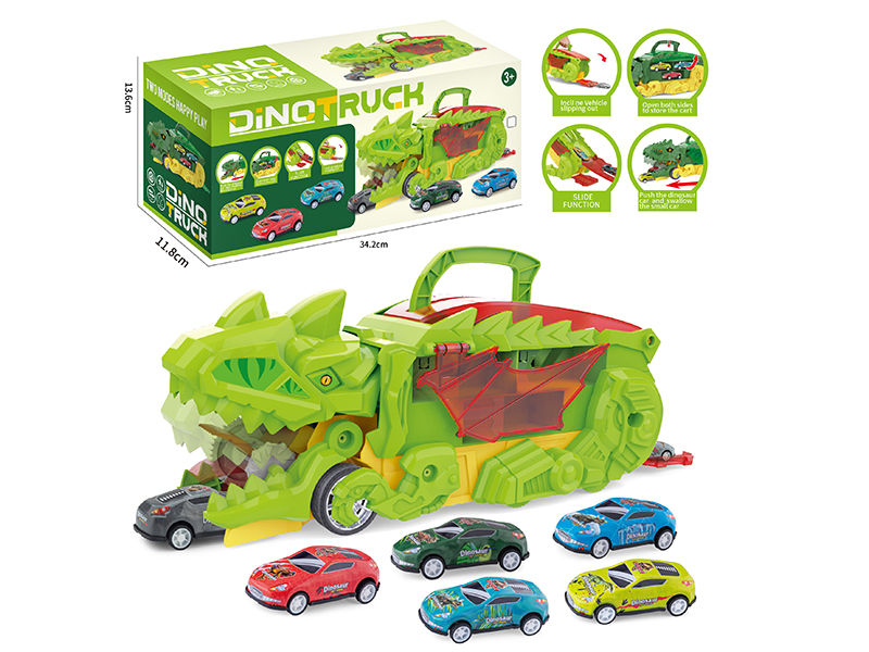 Swallowing/Track/Storage Dinosaur Truck(With 3 Alloy Cars, 1 Sticker)