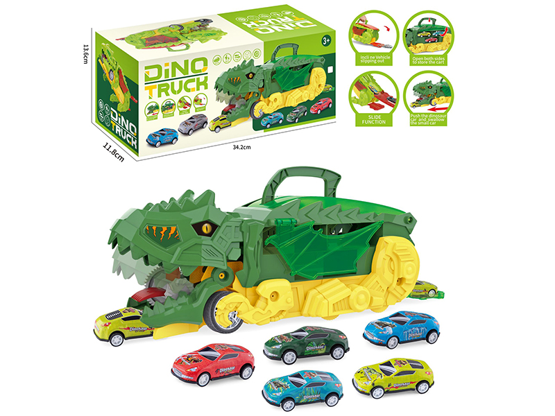 Swallowing/Track/Storage Dinosaur Truck(With 3 Alloy Cars, 1 Sticker)