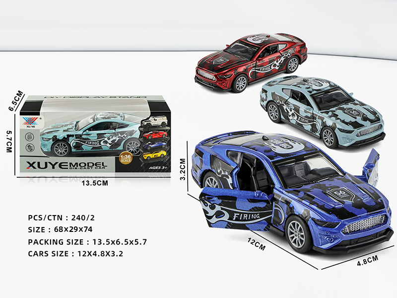 1:32 Pull Back Open The Door Alloy Mustang Car Model(1pcs)