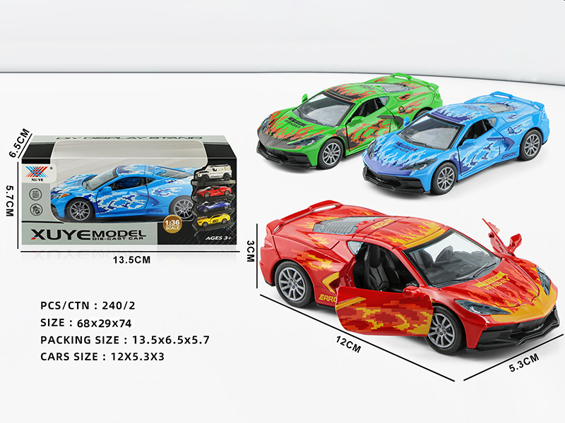 1:32 Pull Back Open The Door Alloy Muscle Car Corvette(1pcs)