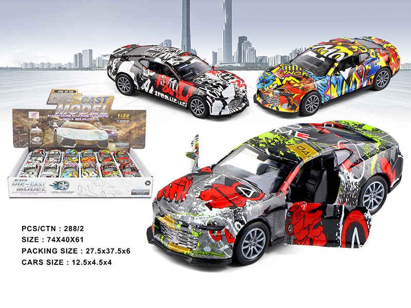 1:32 Pull Back Graffiti Alloy Car Bumblebee(Can Open The Door)(12pcs)