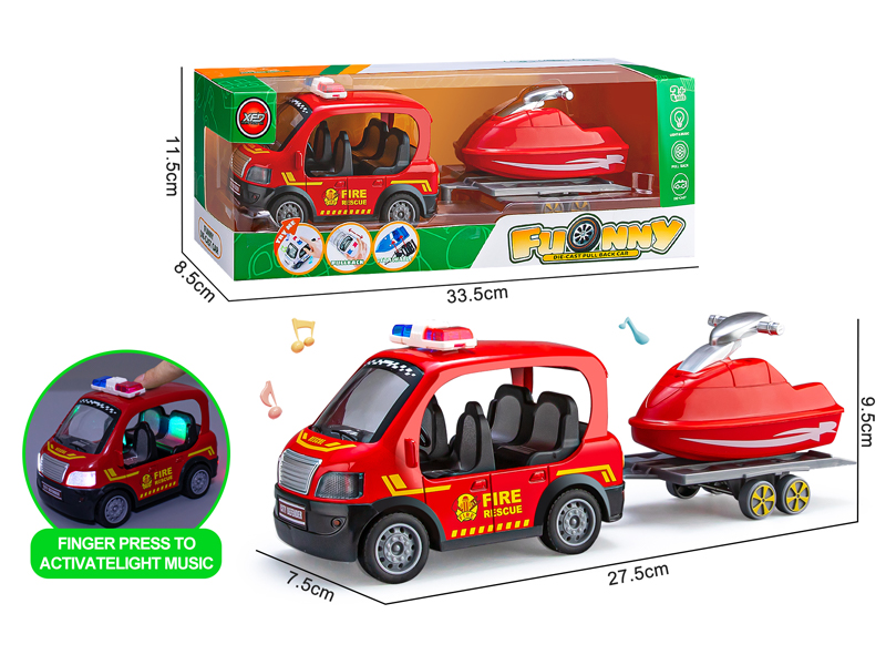 Alloy Q Version Fire Truck+Motorboat