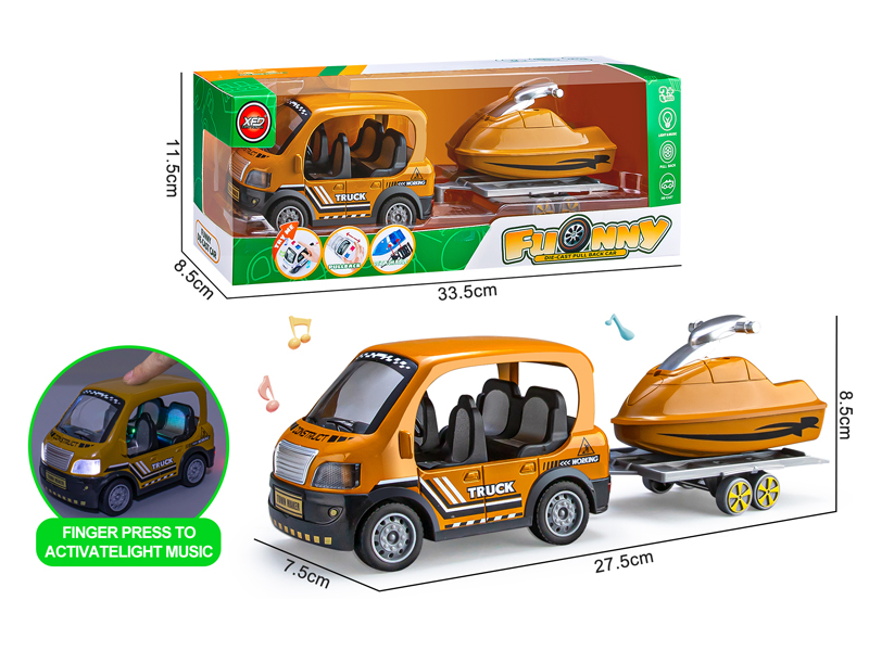 Alloy Q-Version Engineering Vehicle+Motorboat