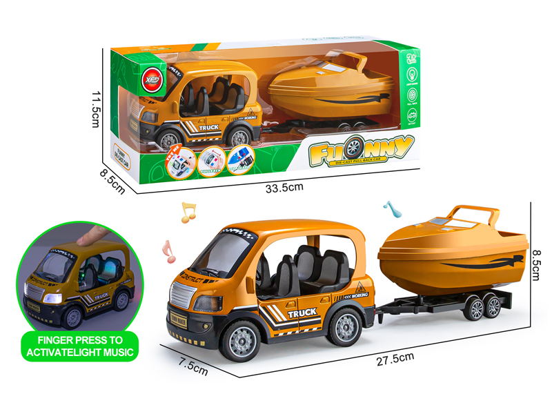 Alloy Q-Version Engineering Vehicle+Speedboat