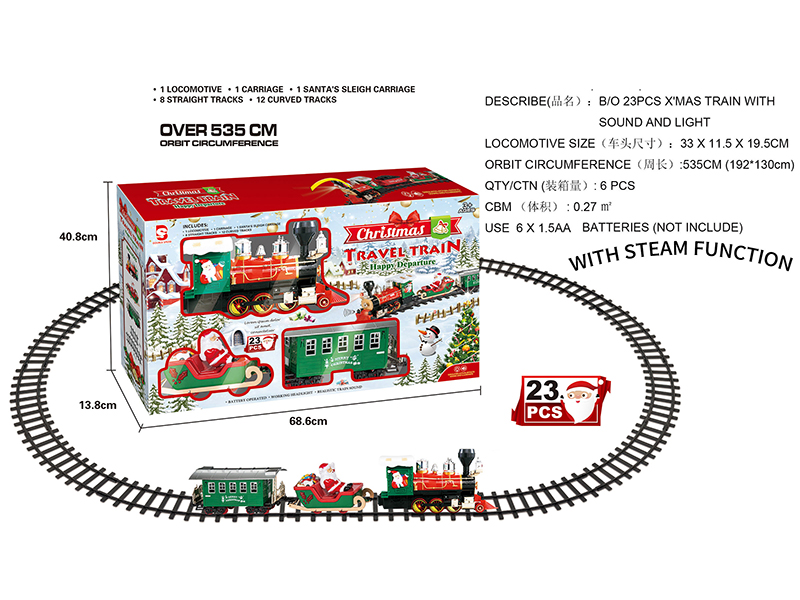 B/O Steam Christmas Rail Train(Light & Music & Steam)