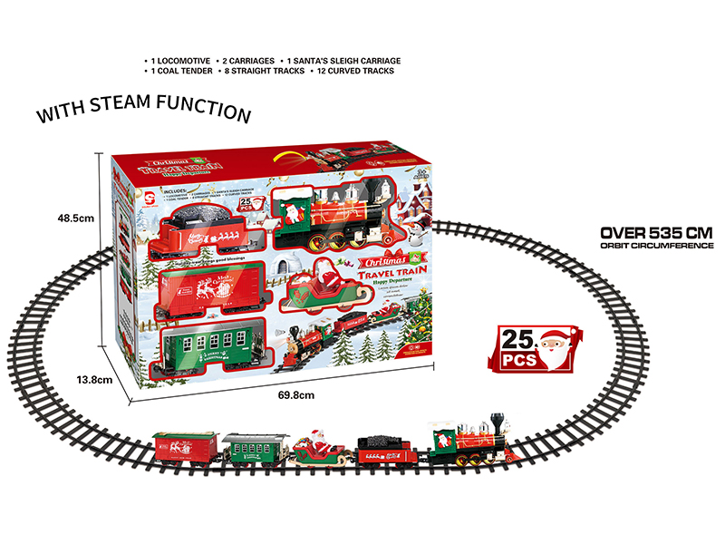 B/O Steam Christmas Rail Train(Light & Music & Steam)