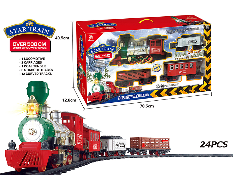 B/O Steam Christmas Rail Train(Light & Music)24pcs