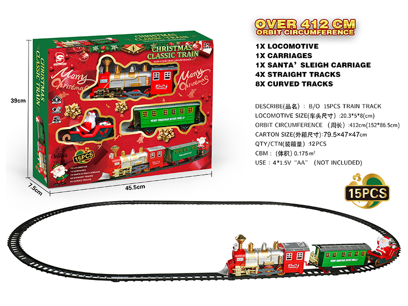 B/O Christmas Rail Train With Light And Sound