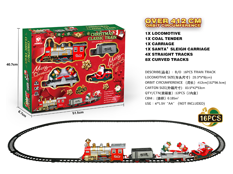 B/O Christmas Rail Train With Light And Sound