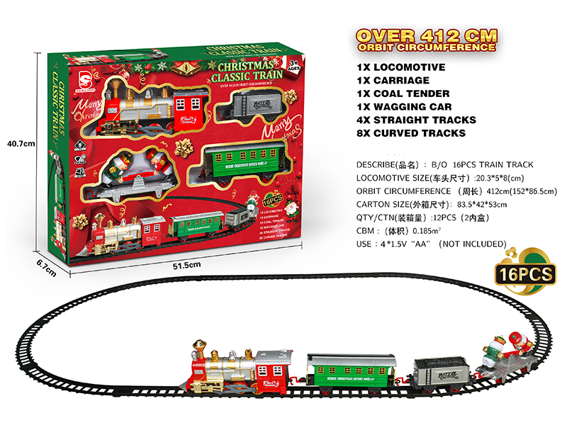 B/O Christmas Rail Train With Light And Sound