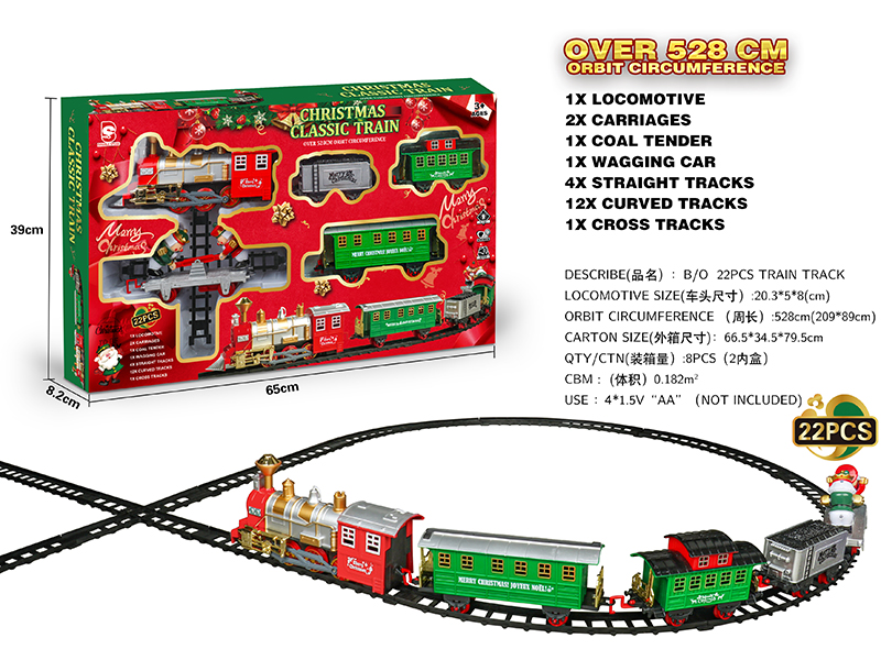 B/O Christmas Rail Train With Light And Sound