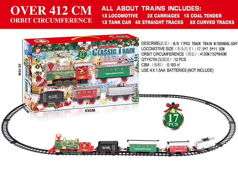 B/O Christmas Rail Train With Lights And Sound
