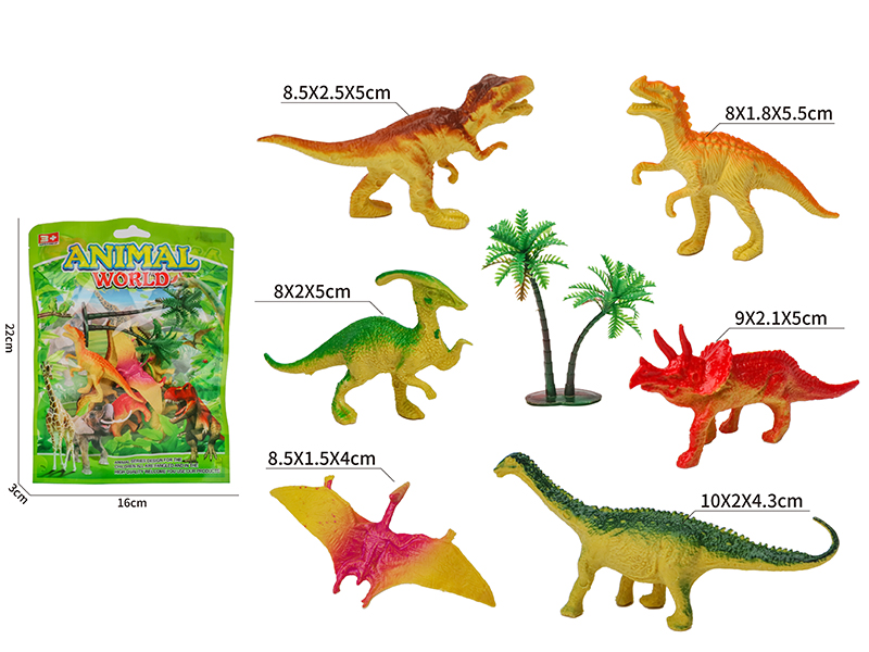 6 Solid Dinosaur Set