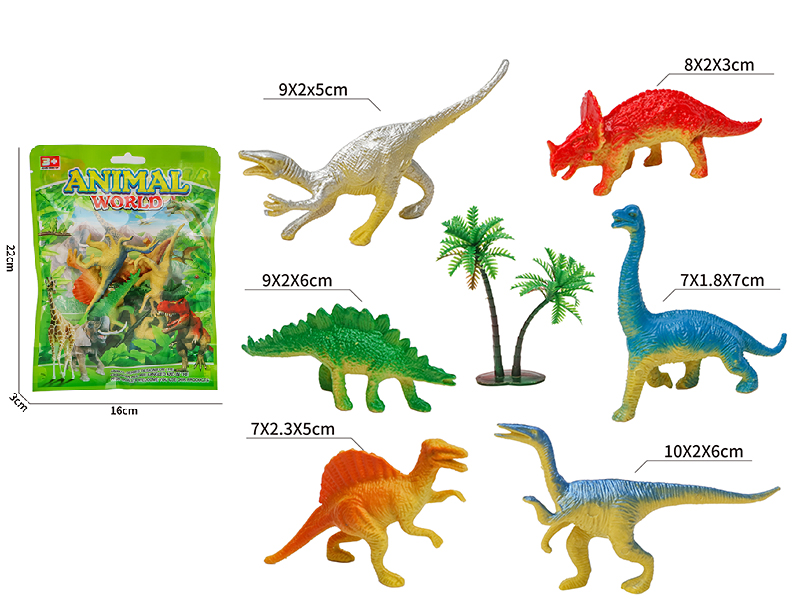 6 Solid Dinosaur Set